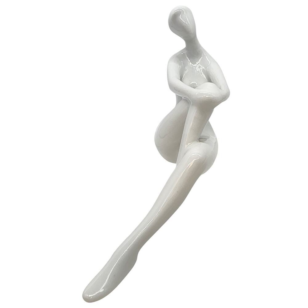 Large Antique Royal Dux Porcelain Nude Woman Hugging Knee By Jitka Forejtova - Picture 2 of 8